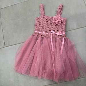 Elegant Pink Baby Dress with Floral Accent
